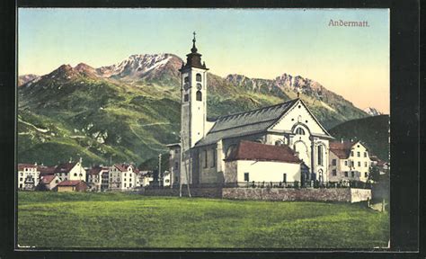 Ansichtskarte Andermatt Ortspartie Mit Kirche Manuskript