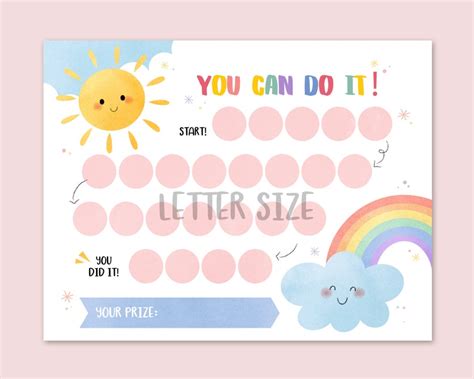 Printable Rainbow Reward Chart Girl S Sticker Chart Etsy