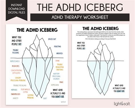 Adhd Iceberg Worksheets Lightandsaltdesign