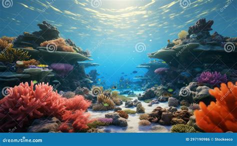 Immersive Underwater D Scene With Stunning Coral Reefs Stock