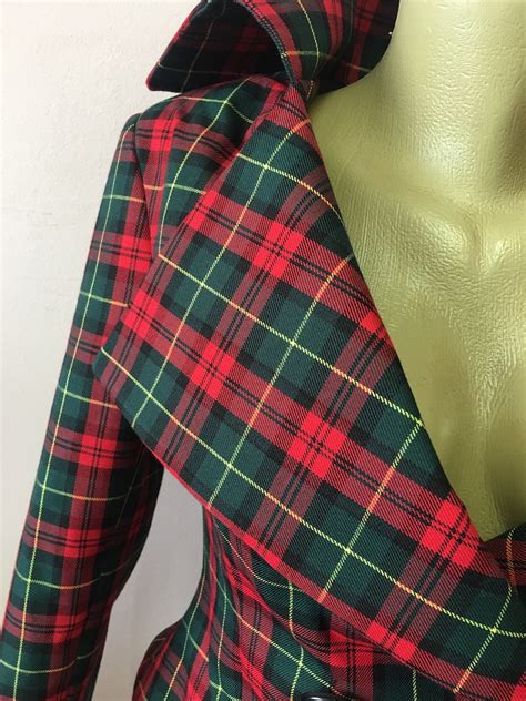 Tartan Jacket Green Plaid Jacket Checked Lady Blazer Fitted Etsy