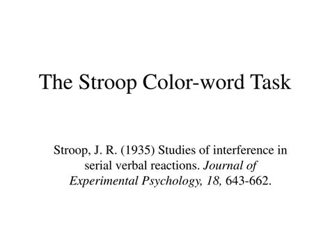 Ppt The Stroop Color Word Task Powerpoint Presentation Free Download Id3888425