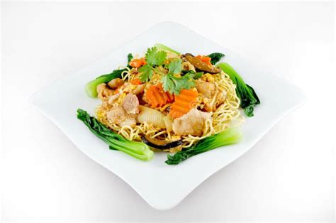 Pork Fried Noodle With Carrot And Dwarf Cabbage Stock Image Image Of
