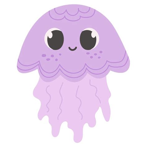 Premium Vector Cute Cartoon Jellyfish With Smile