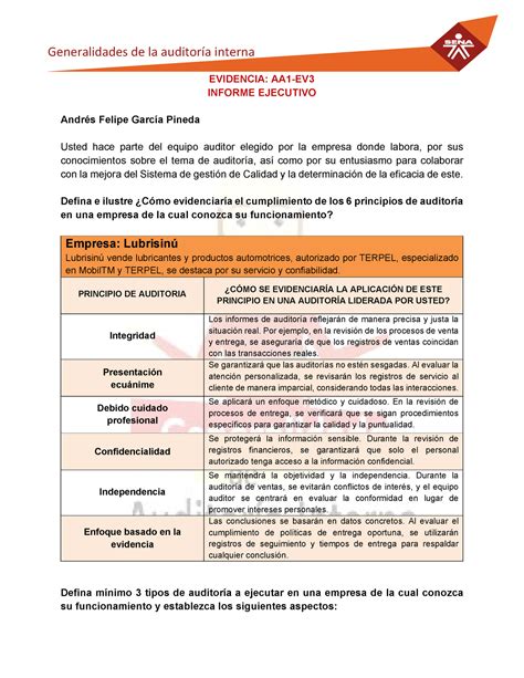 AA1 Ev3 Informe ejecutivo Generalidades de la auditoría interna