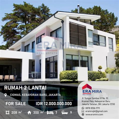 Dijual Rumah 2 Lantai Di Ciomas Kebayoran Baru Jakarta Selatan