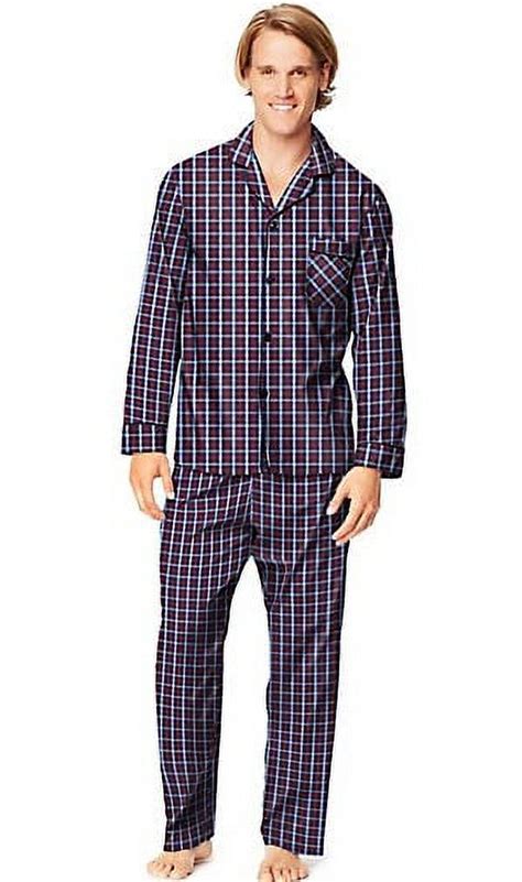 Hanes Mens And Big Mens Long Sleeve Long Leg Woven Pajama Set 2