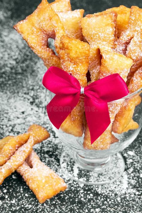 Faworki Traditional Polish Cookies Served At Fat Thursday Stock Image Image Of Crusty Pile