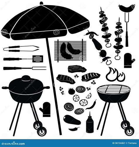 Ensemble De BBQ Icônes De Gril De Barbecue Illustration Stock