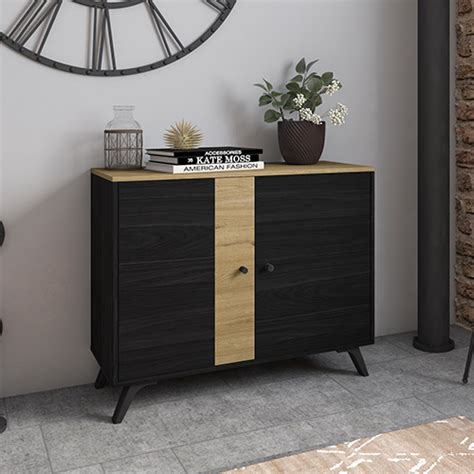 Table Basse Tiroir Effet Bois Noir Et Bois Naturel Cm Zack