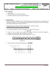 Understanding IEEE Standard For Floating Point Numbers Course Hero