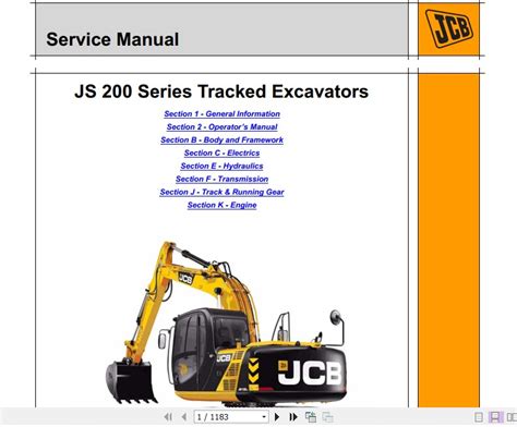 Jcb Excavator Js Series Tracked Excavators Service Manual