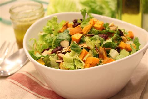 Tangy And Sweet Green Salad With Roasted Sweet Potato And Crunchy Almonds Batel S Kitchen