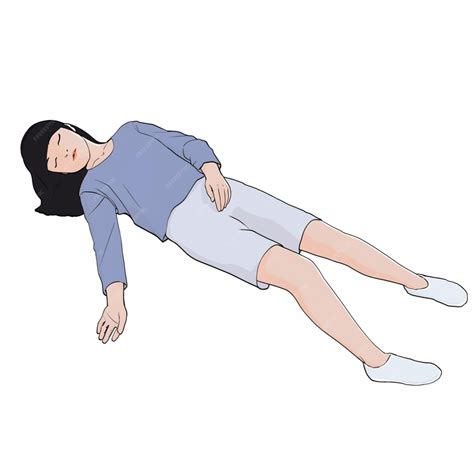 Premium Photo Cartoon Of A Woman Laying On Her Stomach On The Ground