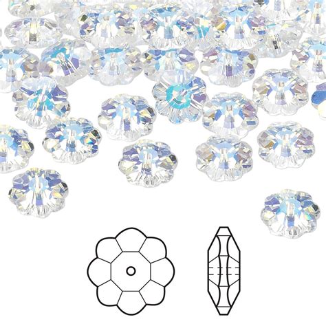 Bead Crystal Passions Crystal AB 8x3mm Faceted Margarita Flower