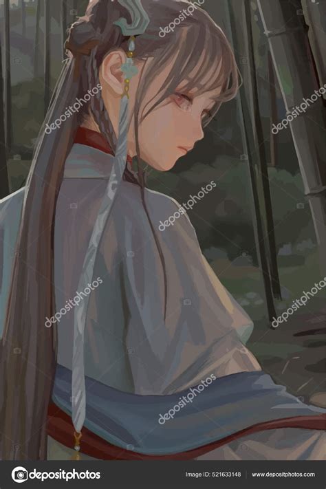 Cute Anime Geisha Girl Kimono Stock Vector Image By ©novoseletskyyi
