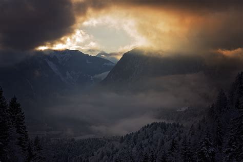 Free Images Landscape Nature Forest Snow Cloud Sky Fog Sunrise