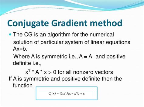 Ppt Conjugate Gradient Method Powerpoint Presentation Free Download