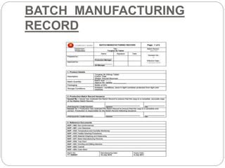 BATCH MANUFACTURING RECORD PPT