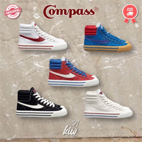 Jual Compass Retrograde High Black White Red Blue Cream Blue Gum White Blue [100