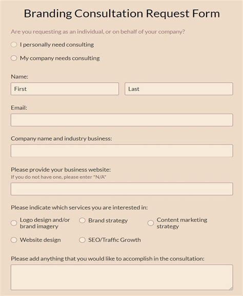 Free Branding Consultation Request Form Template