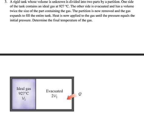 Solved A Rigid Tank Whose Volume Is Unknown Is Divided Into Chegg