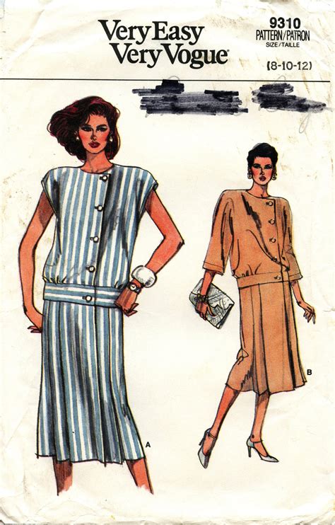 Vogue Sewing Pattern 9310 Misses Wrap Dress 1980s Sizes 8 10 12 Uncut Etsy