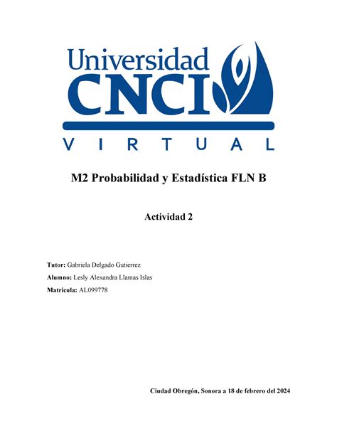 Probabilidad Y Estadistica Actividad M Probabilidad Y Estad Stica