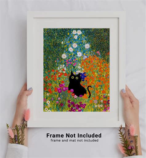 Gustav Klimt Flower Garden Wall Art Gustav Klimt Poster Black Cat