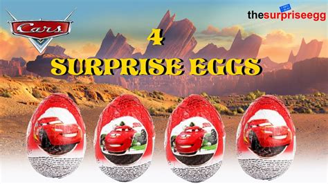 4 Disney Pixar CARS Chocolate Surprise Eggs Unwrapping Opening Review