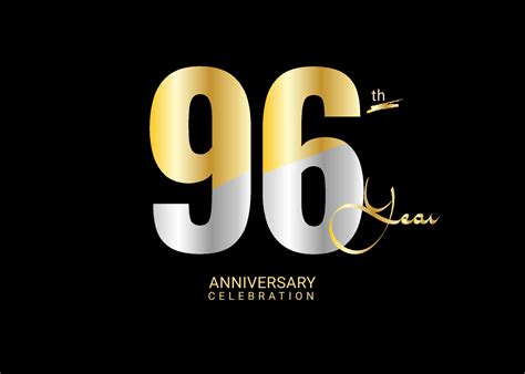 96 Years Anniversary Celebration gold and silver Vector Template, 96 ...