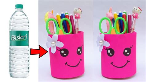 Diy Plastic Bottle Penstand Making How To Make Pencil Stand At Home