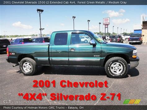 Forest Green Metallic 2001 Chevrolet Silverado 1500 Ls Extended Cab 4x4 Medium Gray Interior