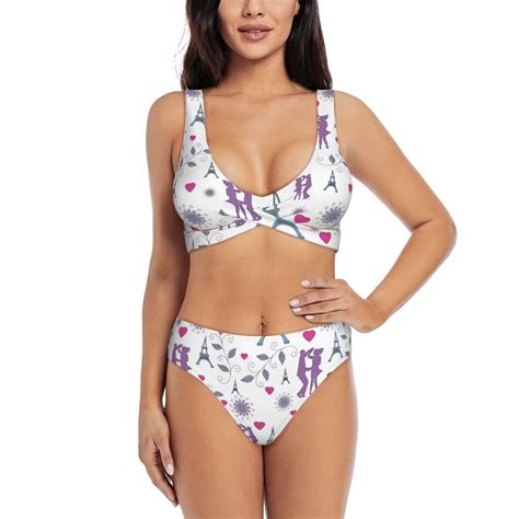 Swim Suits For Women 2024 Bikini Eiffel Tower Dancing Soft Stretchy