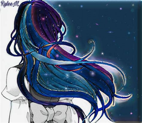 Anime girl----galaxy hair by ryleemmm555 on DeviantArt