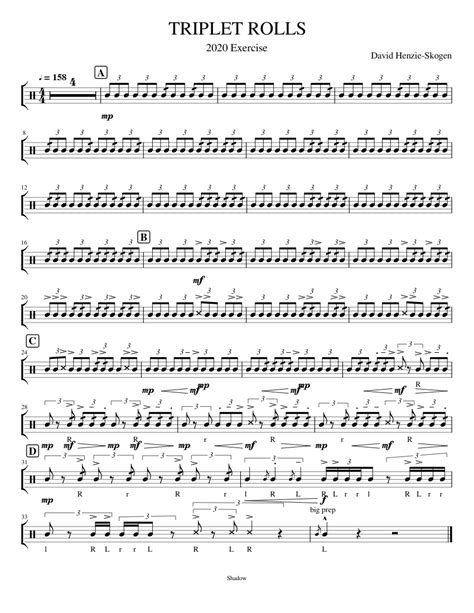 Triplet Rolls Sheet Music For Snare Drum Solo