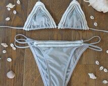 Triangle Bikini Brazilian Bikini Swimsuit Swimwear Beachwear Bikinis Silver Bikini
