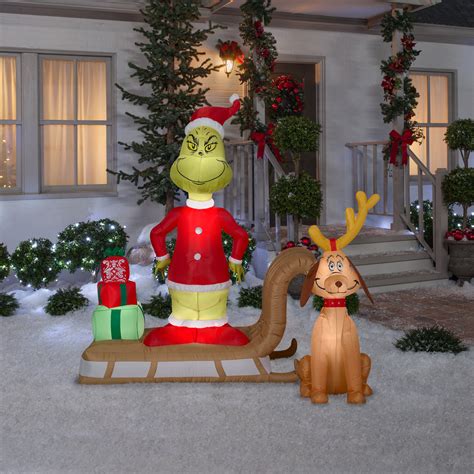 Gemmy Industries Grinch And Max On Sled Lg Scene Grinch Inflatable And Reviews Wayfair