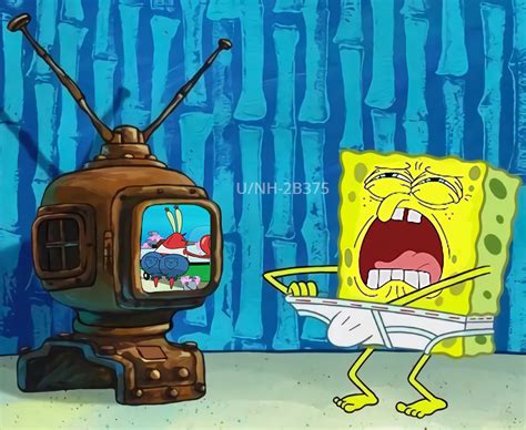 SpongeBob SquarePants beating his meat while watching TV - meme example in comments : r ...