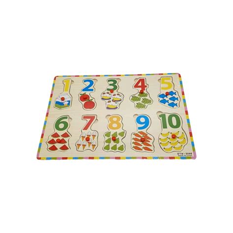 Puzzle Lemn Buton Cifre Decotoys Ro