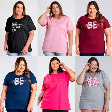 T shirt Feminina Plus Size G6 a G10 100 Algodão Gola Redonda Camiseta