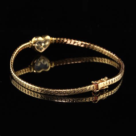 Vintage Chopard 18k Yellow Gold Happy Diamonds Heart Bracelet The