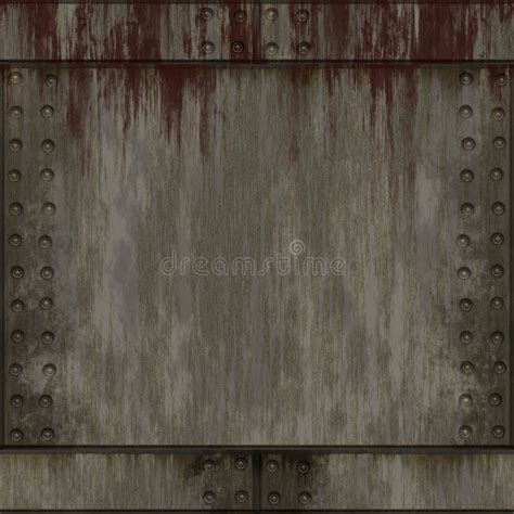 Rusty Riveted Metal Plate Wall Covering Seamless Texture Grey Color