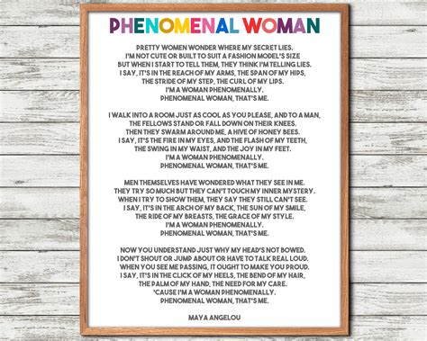 Phenomenal Woman Maya Angelou Poem, Maya Angelou Print, Inspirational ...