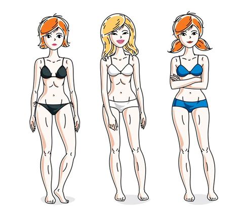 Mujeres hermosas jóvenes posando en bikini colorido conjunto vectorial