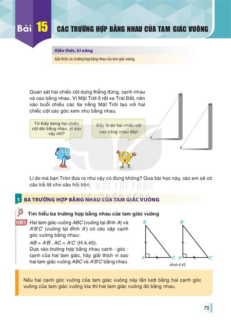 SGK Scan Bài 15 Các trường hợp bằng nhau của tam giác vuông Sách