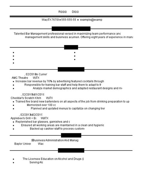 Bartender Resume Examples For 2023 Template And Guide