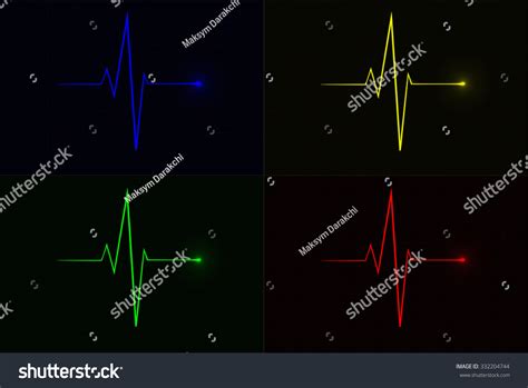 Colored Vector Pulse Icons Over Cardiogram Stock Vector Royalty Free