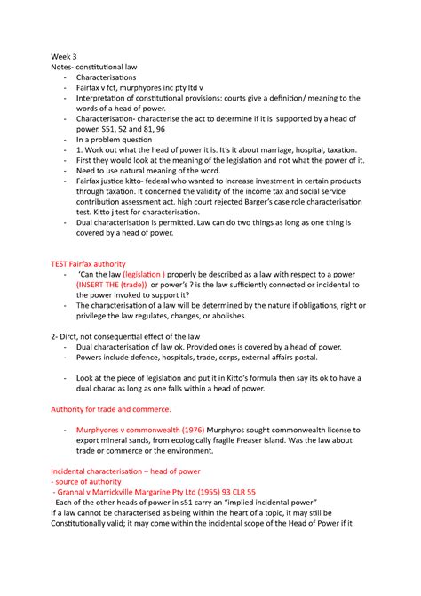 Week 3 Cons Law Week 3 Notes Week 3 Notes Constitutional Law