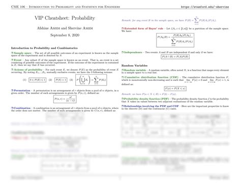 Solution Cheatsheet Probability Studypool